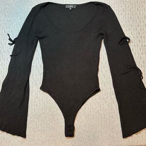 Lulus Women's Black Long Sleeve Scoop Neck Bodysuit Size M